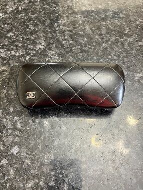 Chanel Quilted Sunglasses Case Black CC Logo Eyeglass Case Authentic